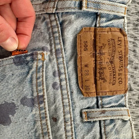 Levis 505 Jeans Mens‎ 28 x 30 Orange Tab Paint Splatter Distressed Vintage 90's